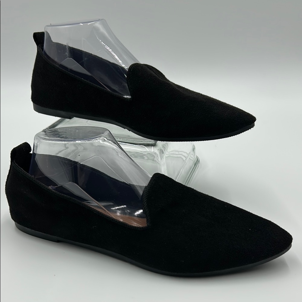 Black Suede Loafers Flats Women's 43EU Pointed Toe Slip On 11 Comfy Casual